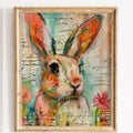 Mixed Media Bunny animal art print framed