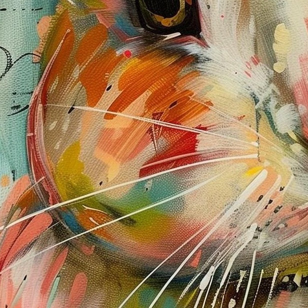Mixed Media Bunny animal art print close-up detail
