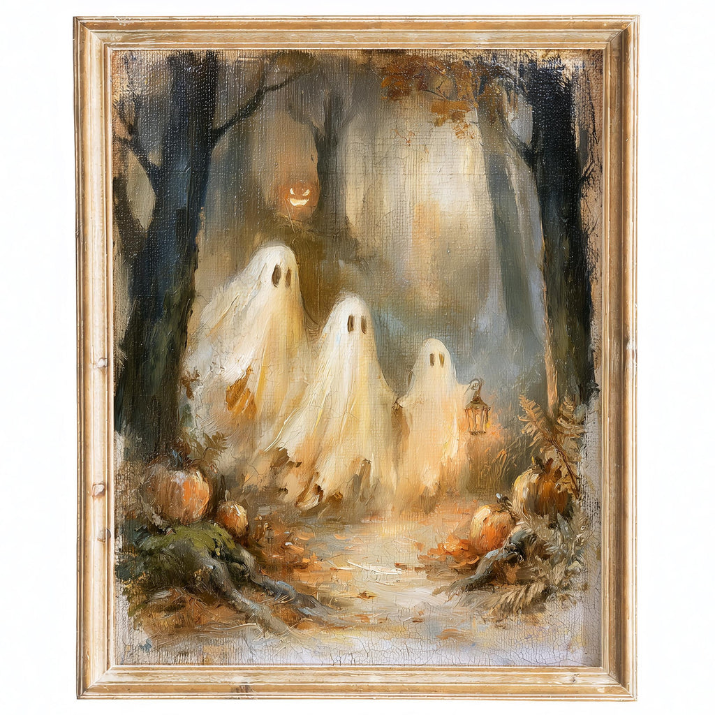 Misty Forest Ghosts Halloween art print framed