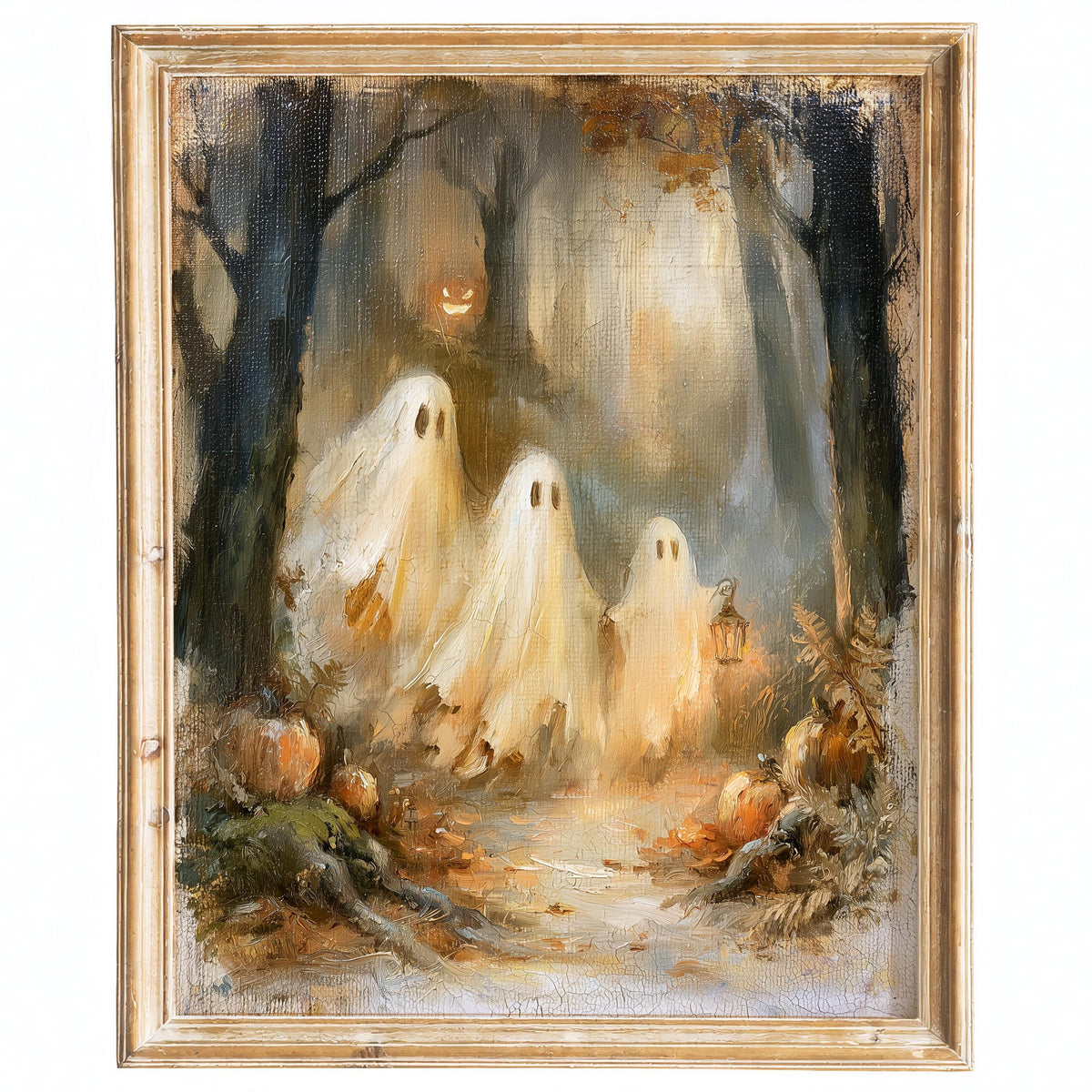 Misty Forest Ghosts Halloween art print framed
