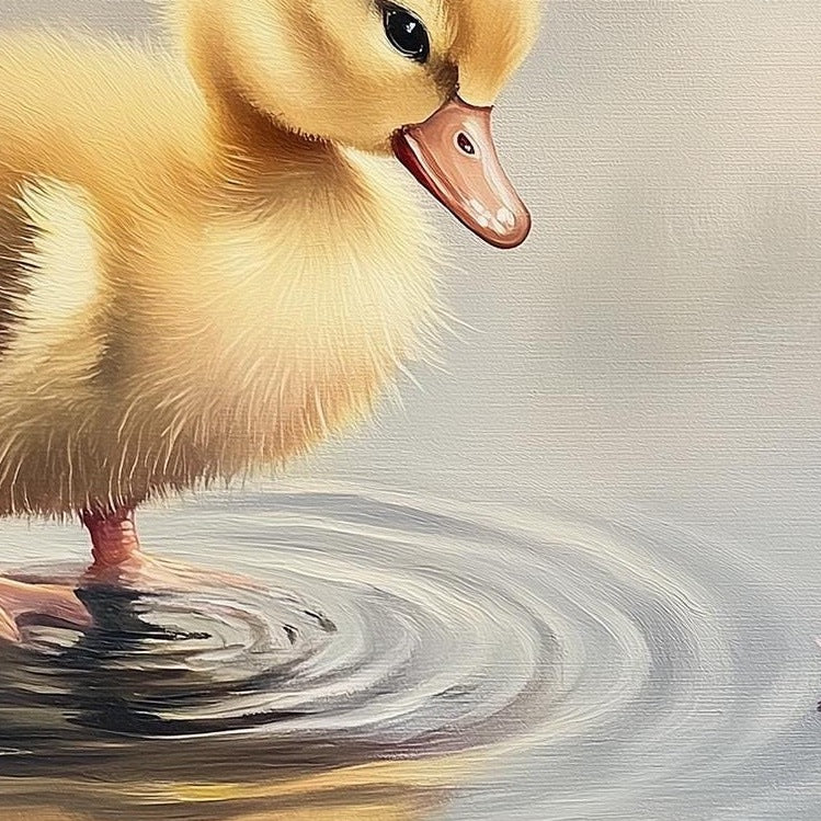 Baby Duckling animal art print close-up detail