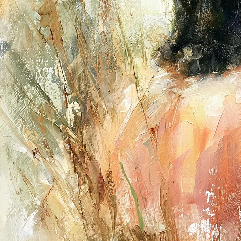 Pastel Cat Pumpkin Halloween art print close-up detail