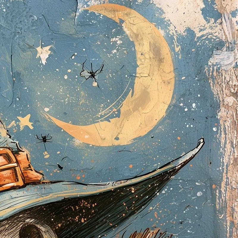 Skeleton Scarecrow Halloween art print close-up detail
