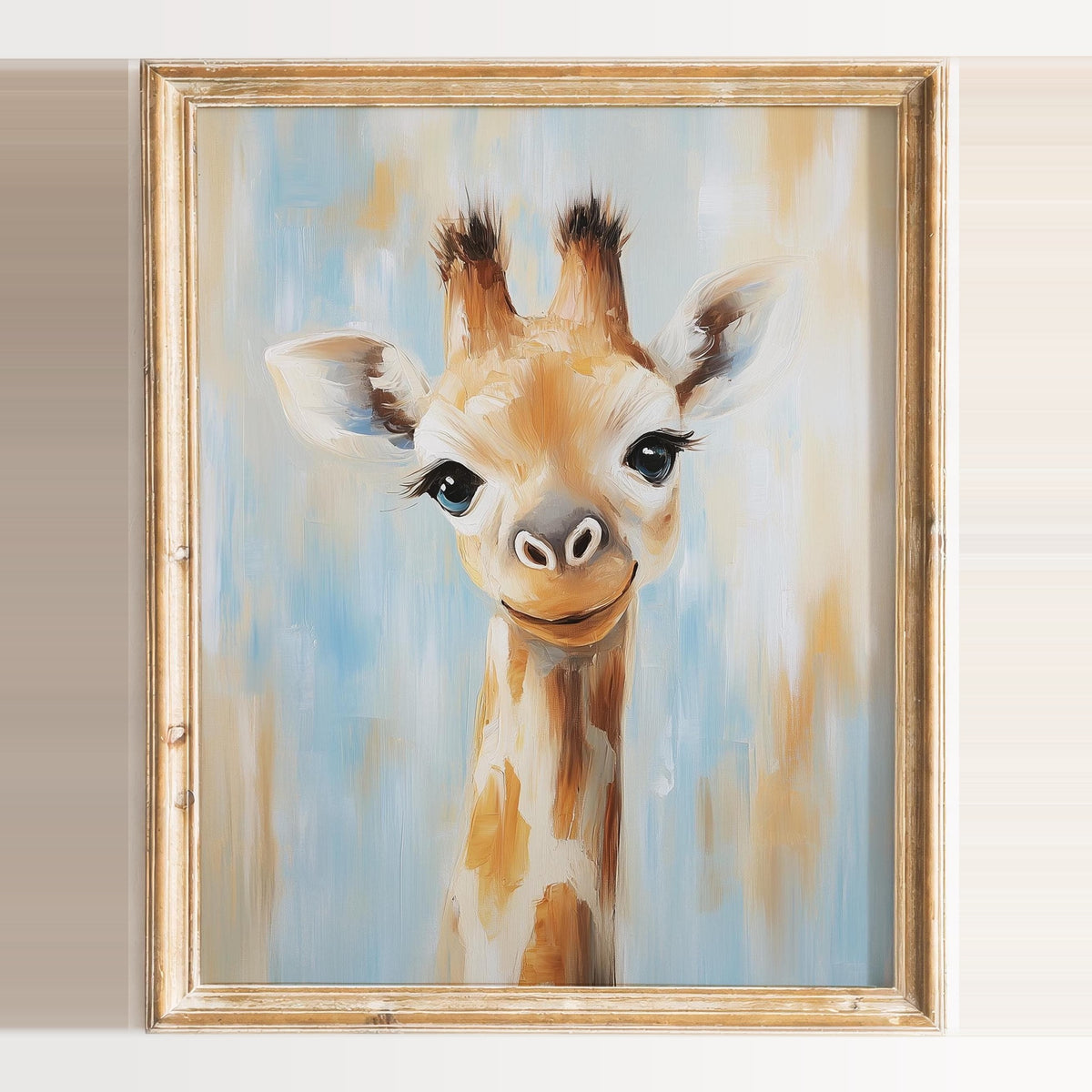 Baby Giraffe animal art print framed
