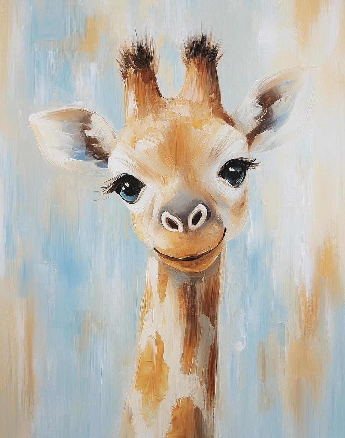Baby Giraffe animal art print unframed, signed by Pattie Overcash