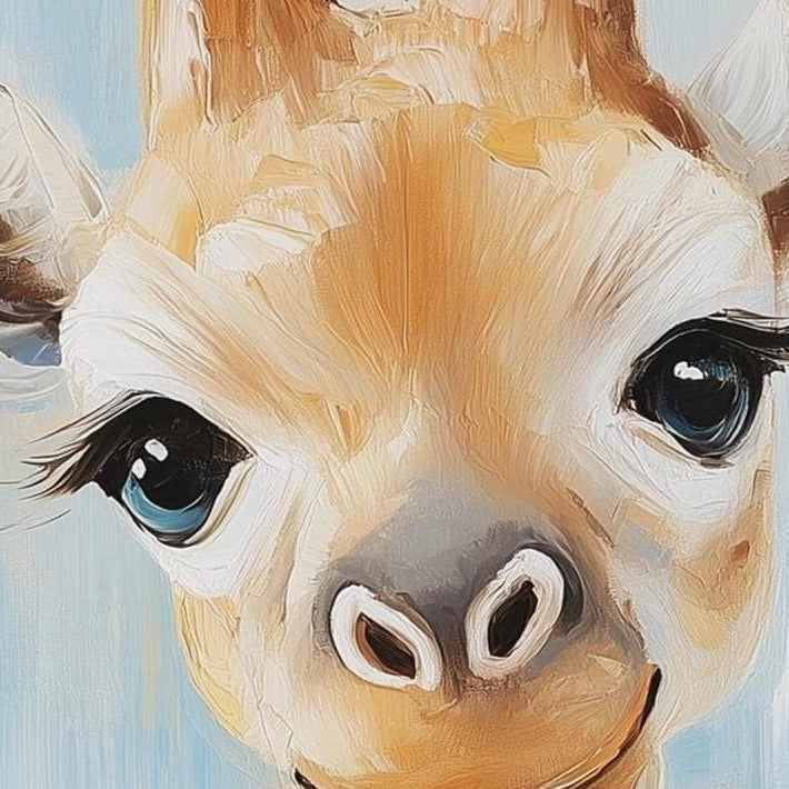 Baby Giraffe animal art print close-up detail