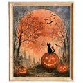 Harvest Moon Cat Halloween art print framed