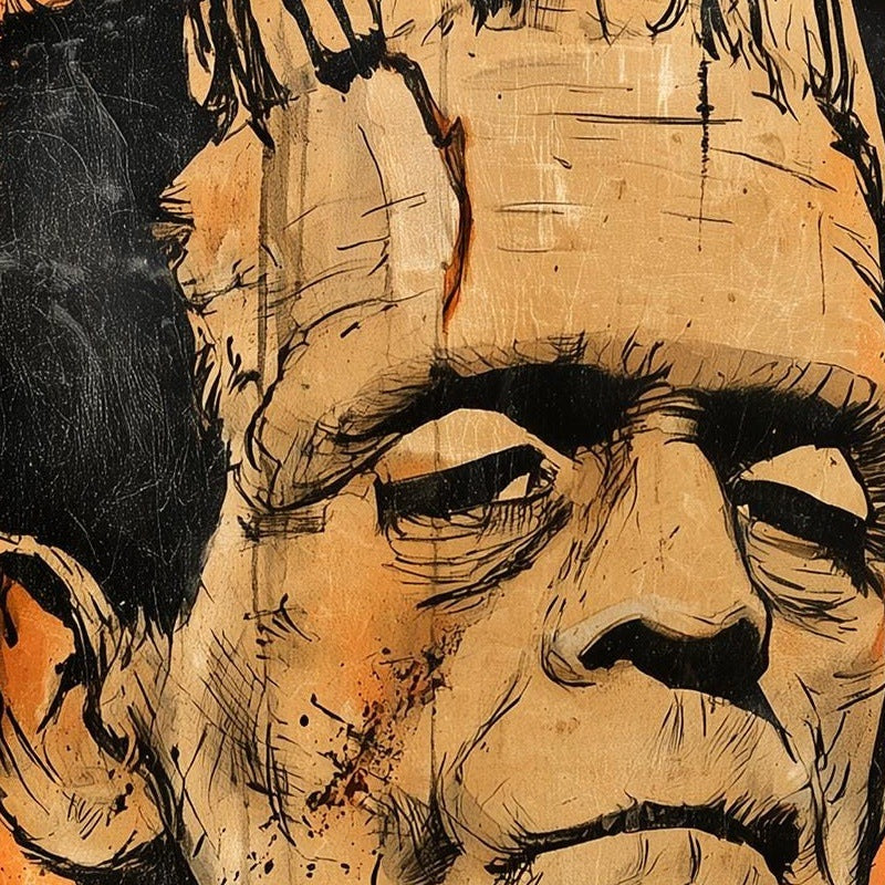 Classic Monster Halloween art print close-up detail