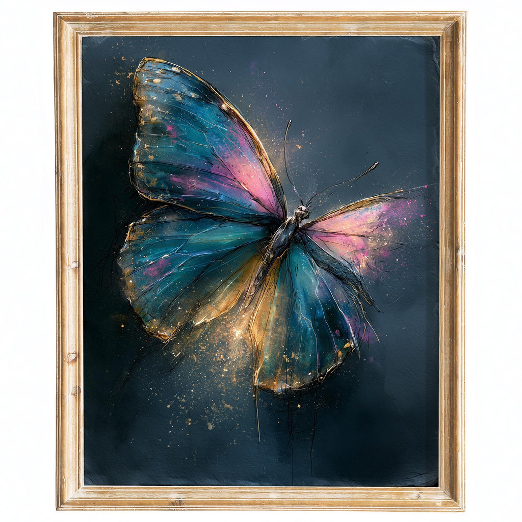 Golden Butterfly animal art print framed