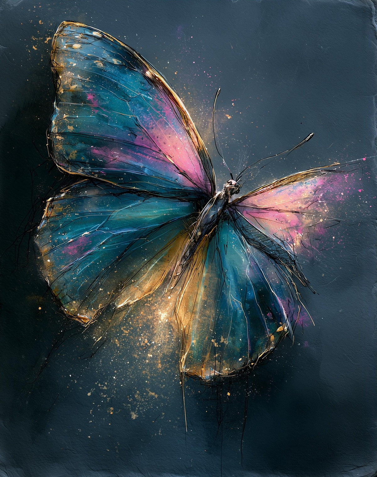 Golden Butterfly animal art print unframed, signed by Pattie Overcash
