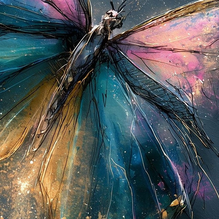 Golden Butterfly animal art print close-up detail