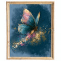 Pink Teal Butterfly animal art print framed