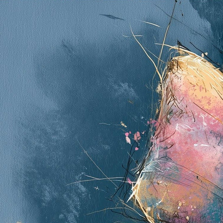 Pink Teal Butterfly animal art print close-up detail