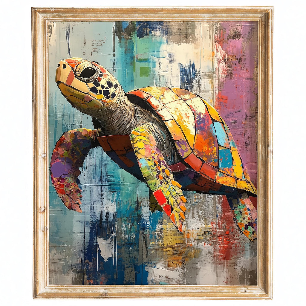Sea Turtle Mixed Media animal art print framed