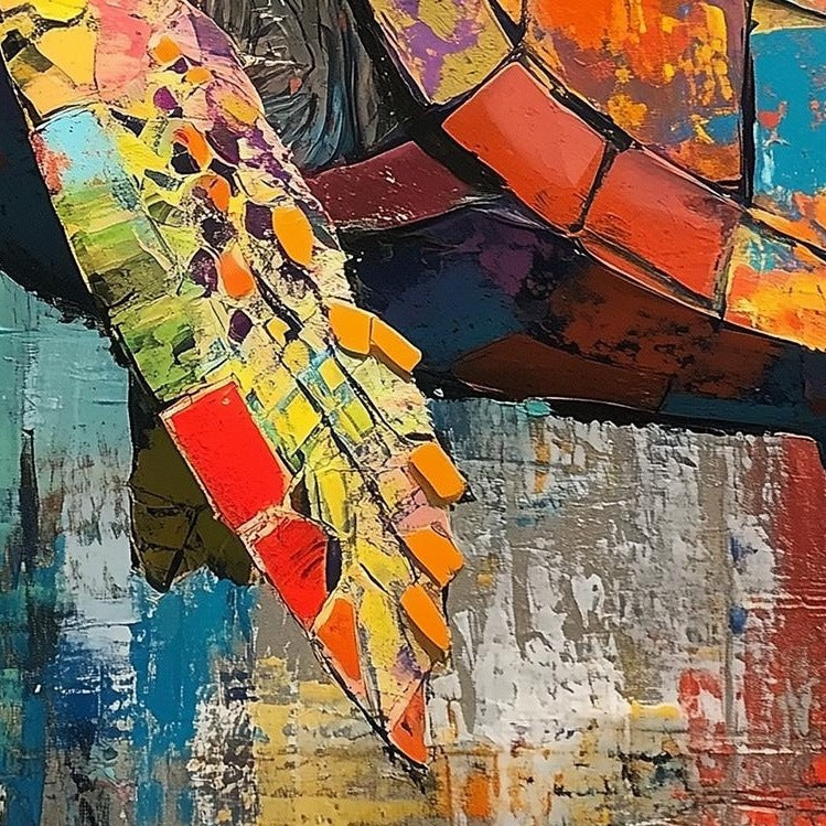 Sea Turtle Mixed Media animal art print close-up detail