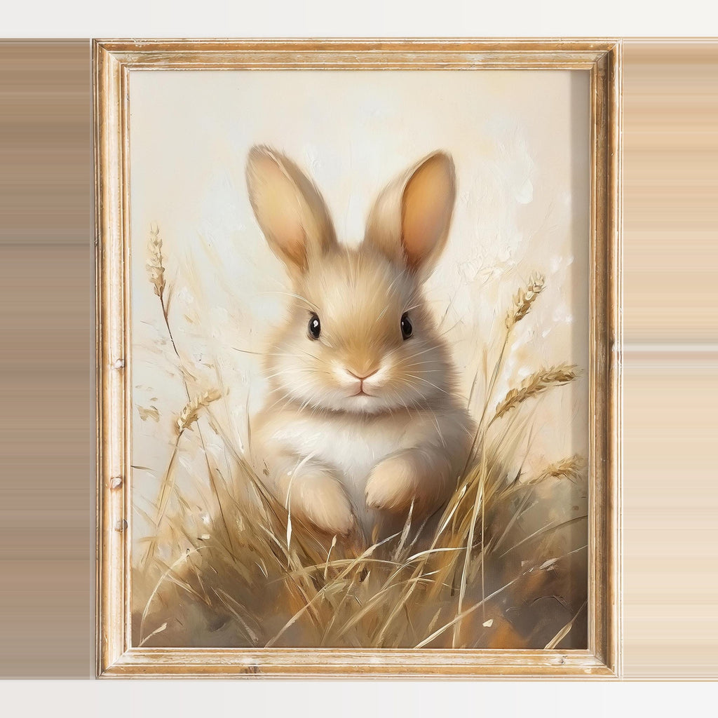 Baby Bunny animal art print framed