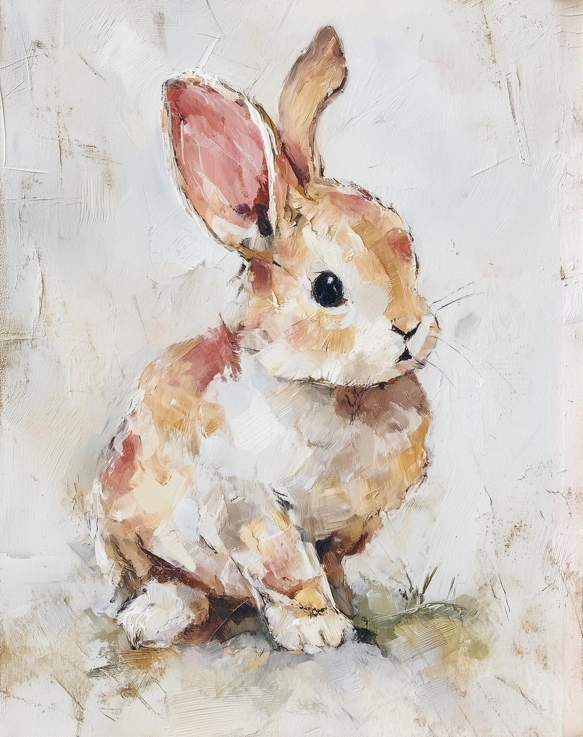 Cottage Bunny animal art print unframed, signed by Pattie Overcash