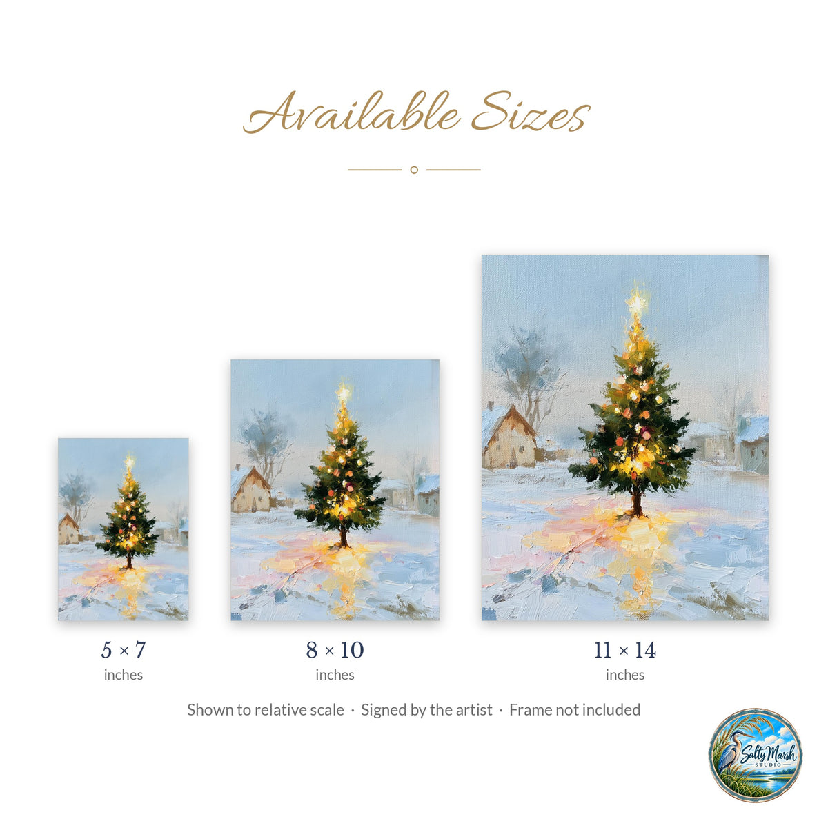 Cottage Tree art print size guide: 5x7, 8x10 and 11x14
