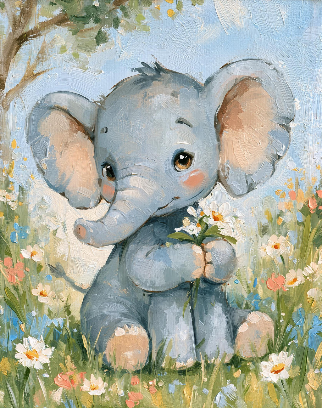 Watercolor Elephant animal art print unframed, signed by Pattie Overcash