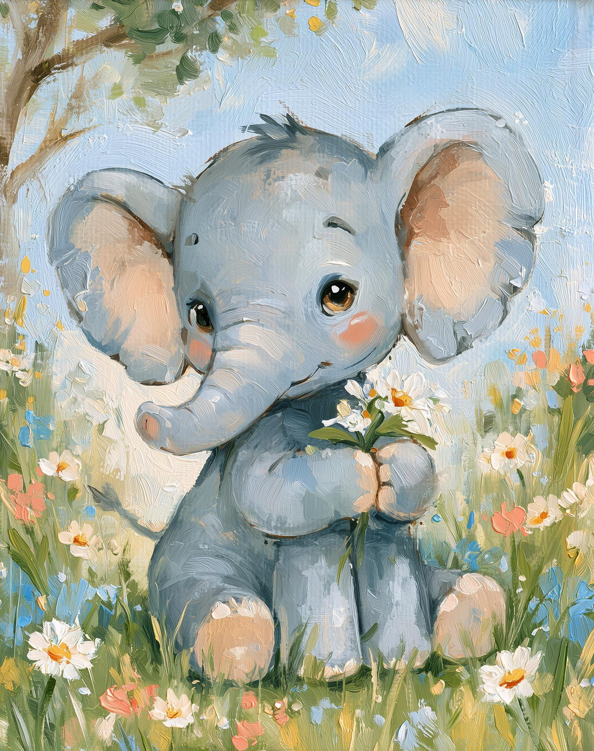 Watercolor Elephant animal art print unframed, signed by Pattie Overcash