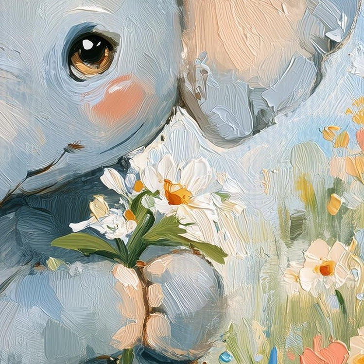 Watercolor Elephant animal art print close-up detail