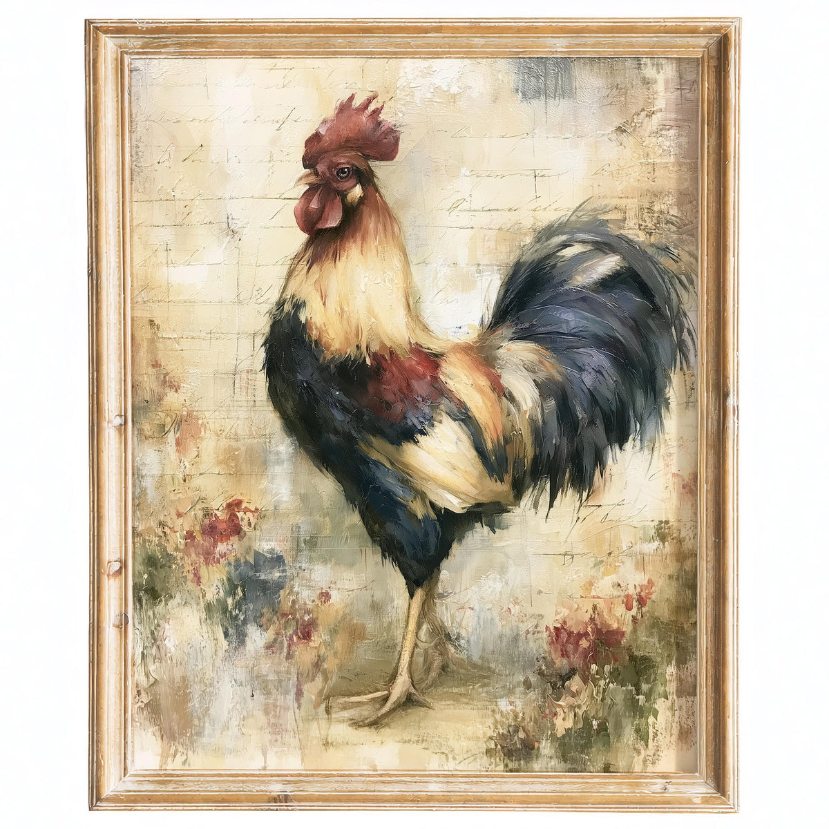 Vintage Rooster animal art print framed