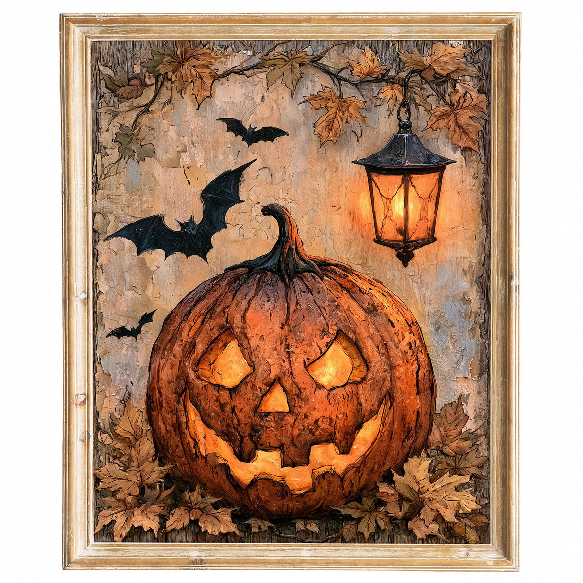 Lantern Jack-o-Lantern Halloween art print framed