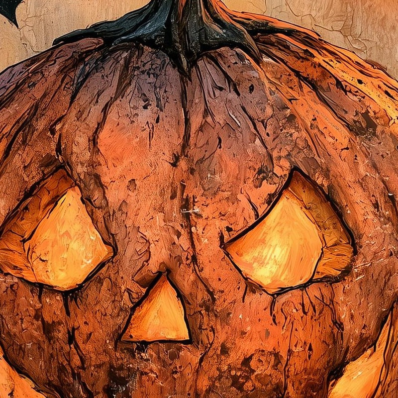 Lantern Jack-o-Lantern Halloween art print close-up detail
