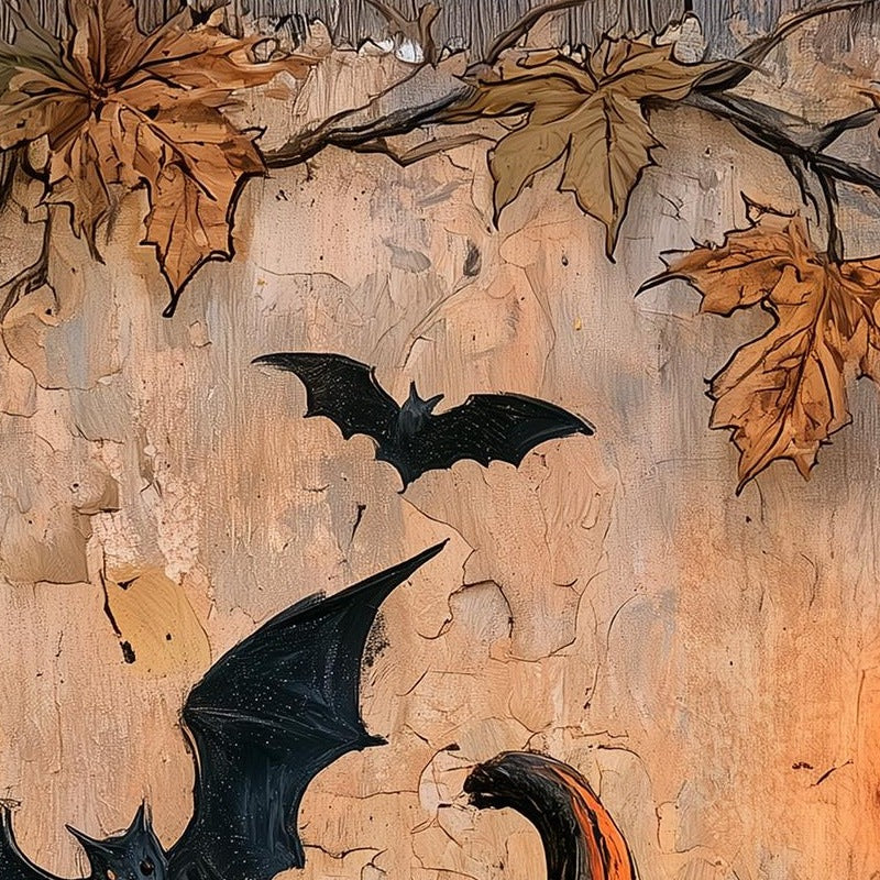 Lantern Jack-o-Lantern Halloween art print close-up detail