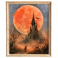 Blood Moon Castle Halloween art print framed