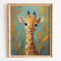 Storybook Giraffe animal art print framed