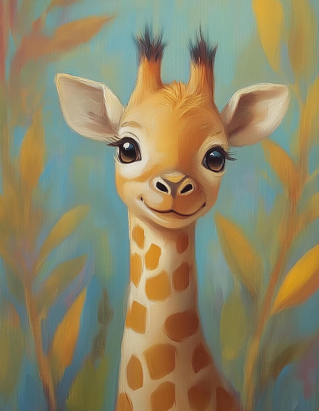 Storybook Giraffe animal art print unframed, signed by Pattie Overcash