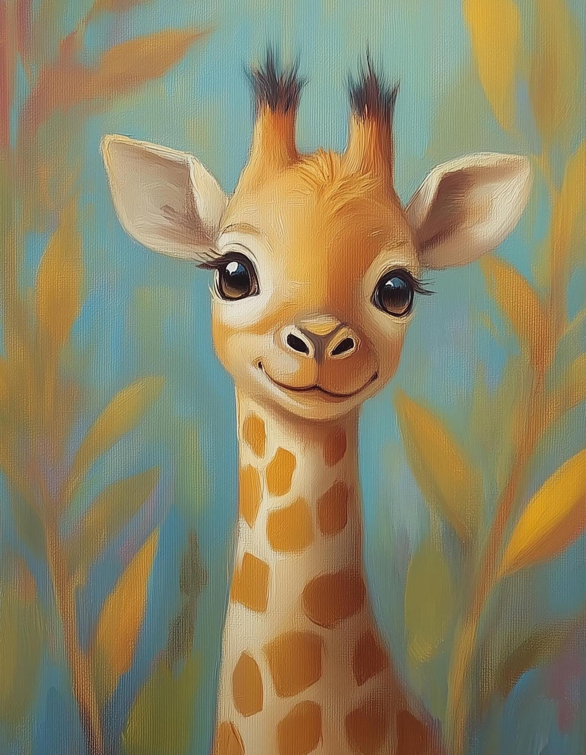 Storybook Giraffe animal art print unframed, signed by Pattie Overcash