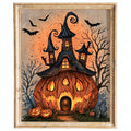 Pumpkin House Halloween art print framed