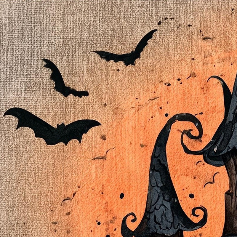 Pumpkin House Halloween art print close-up detail