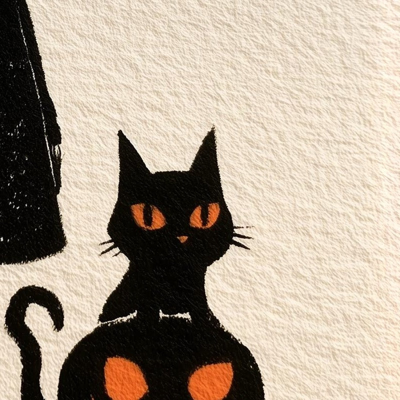 Storybook Witch Girl Halloween art print close-up detail