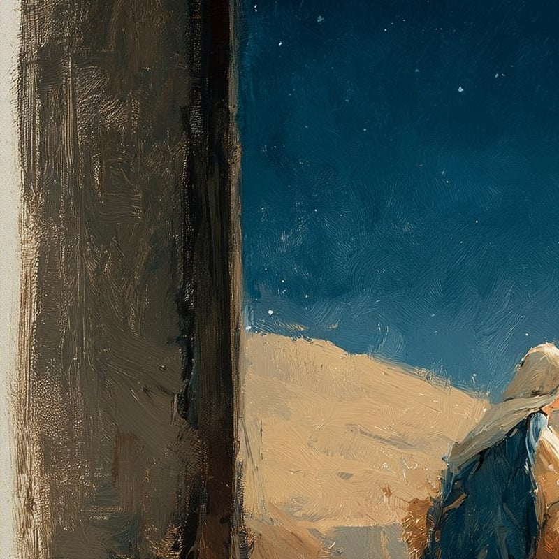 Moody Nativity Christmas art print close-up detail
