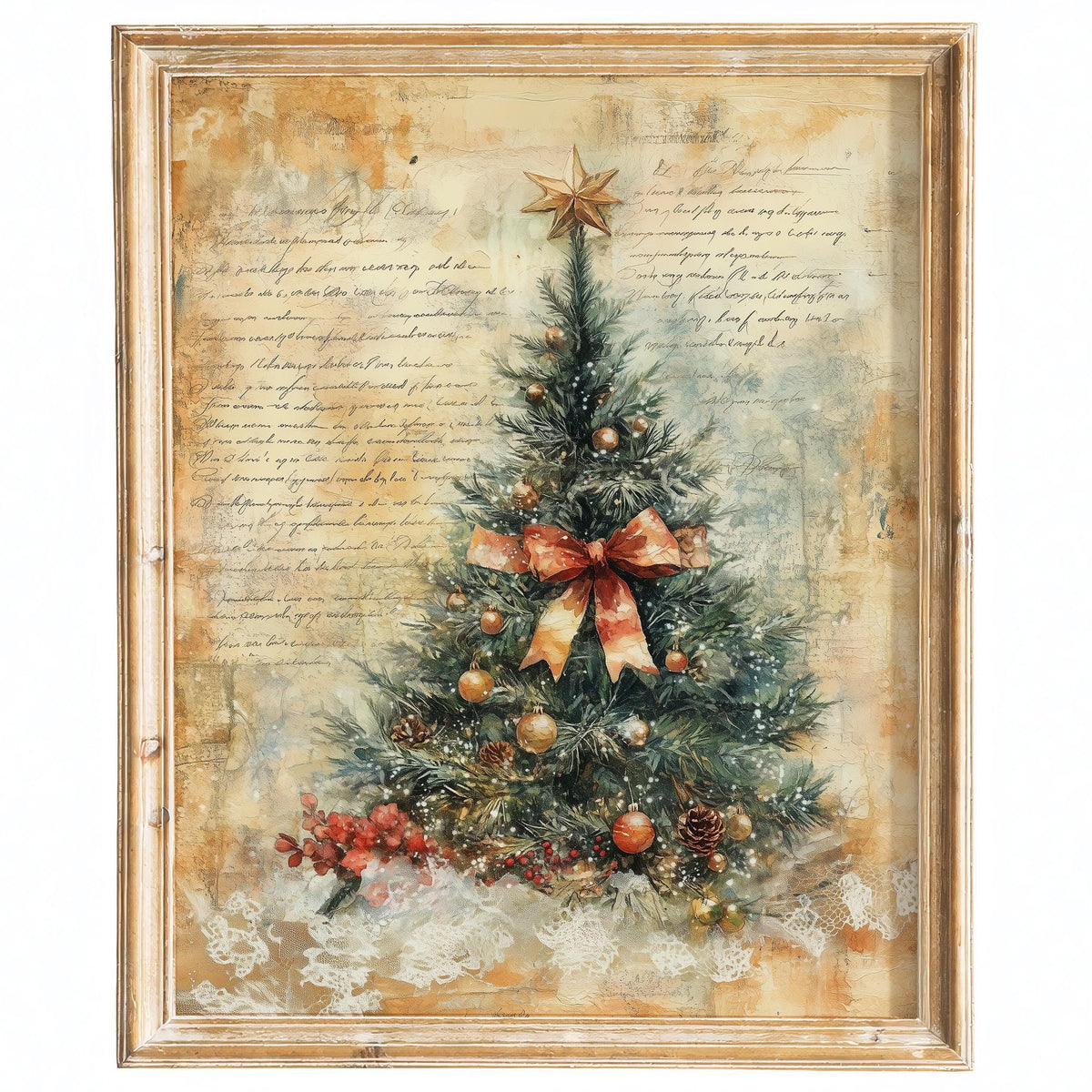 Letter Tree Christmas art print framed