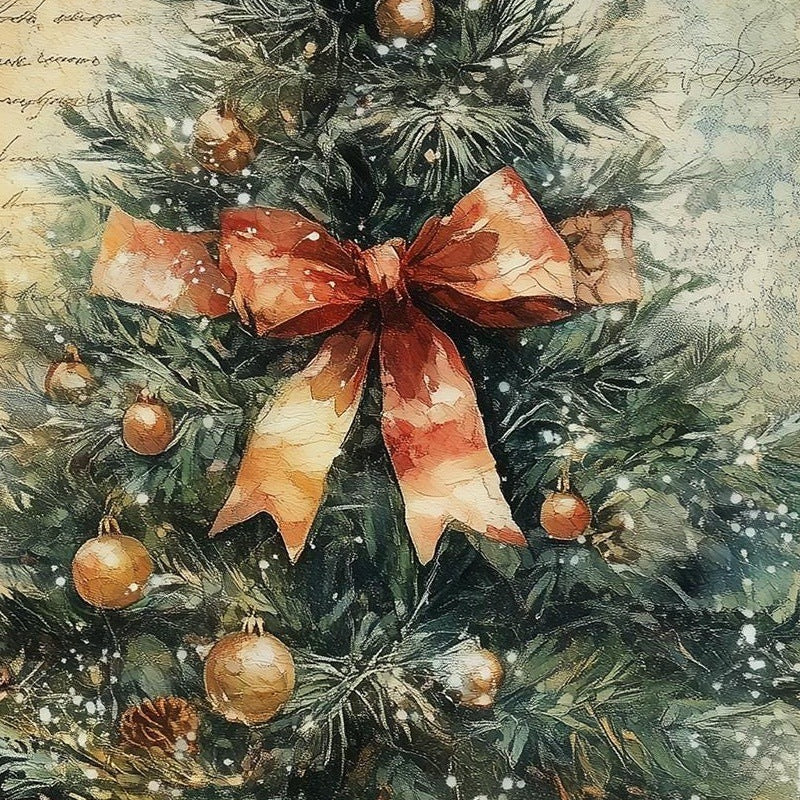 Letter Tree Christmas art print close-up detail