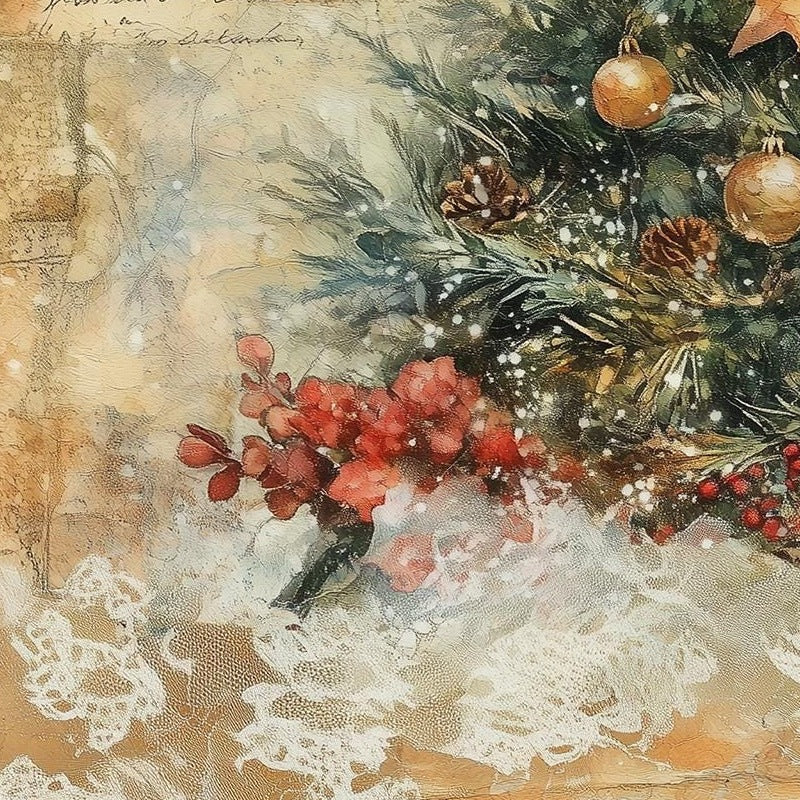 Letter Tree Christmas art print close-up detail