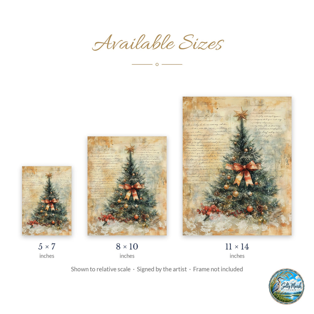 Letter Tree art print size guide: 5x7, 8x10 and 11x14