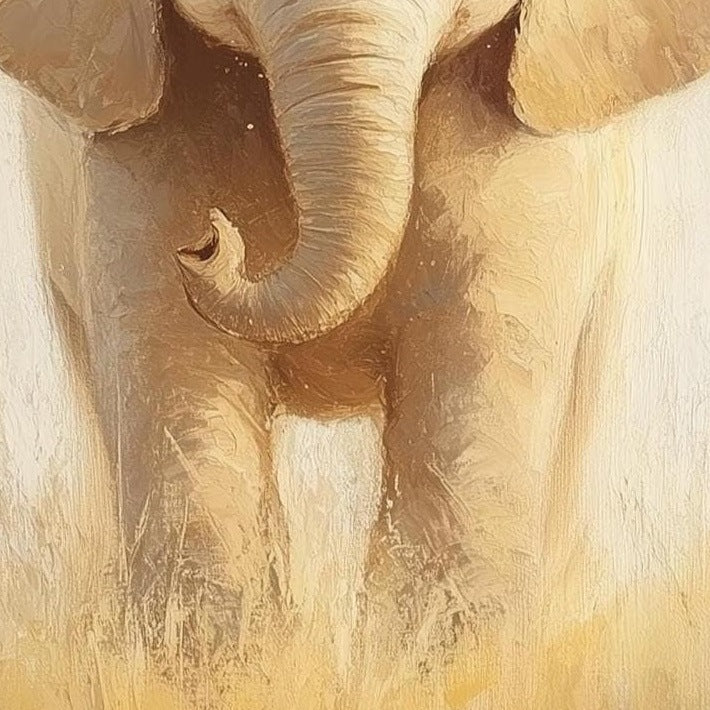 Baby Elephant animal art print close-up detail