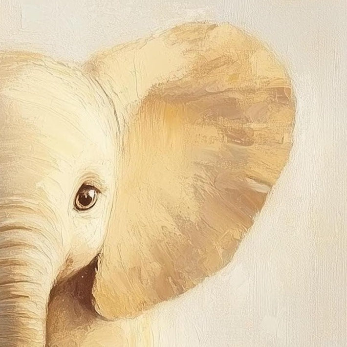 Baby Elephant animal art print close-up detail