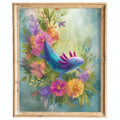 Axolotl Flowers animal art print framed