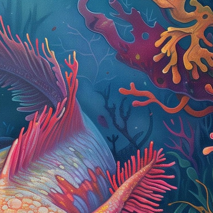 Coral Axolotl animal art print close-up detail