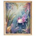 Pink Axolotl animal art print framed
