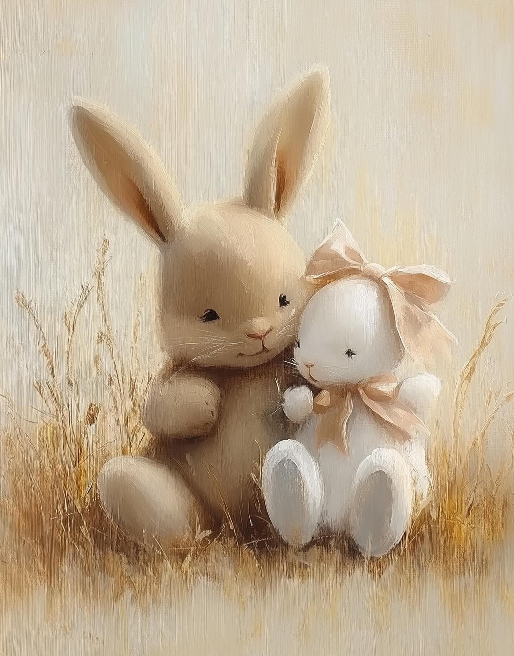 Bunny Hug animal art print unframed, signed by Pattie Overcash