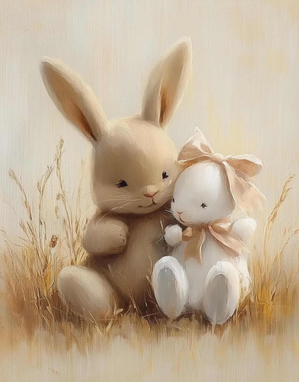 Bunny Hug animal art print unframed, signed by Pattie Overcash