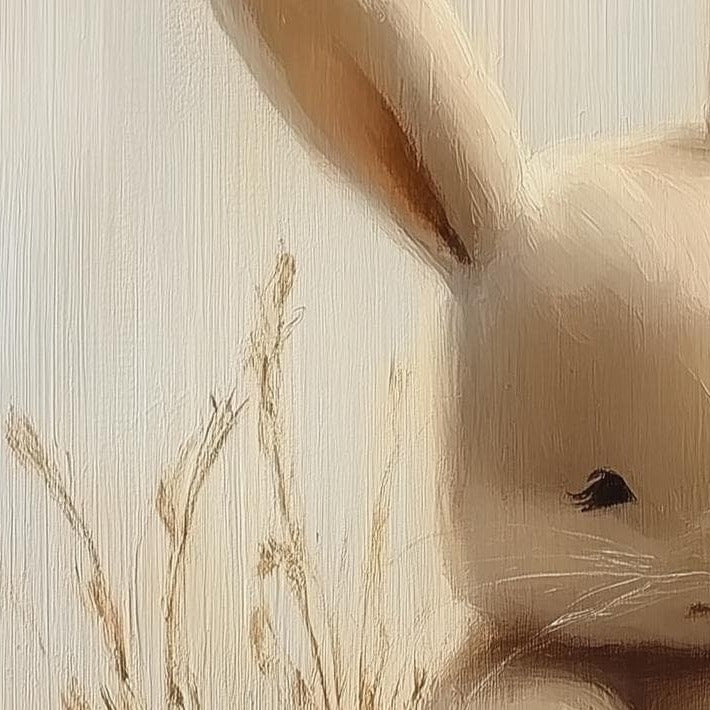 Bunny Hug animal art print close-up detail
