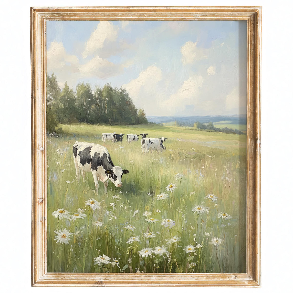Cow Meadow animal art print framed